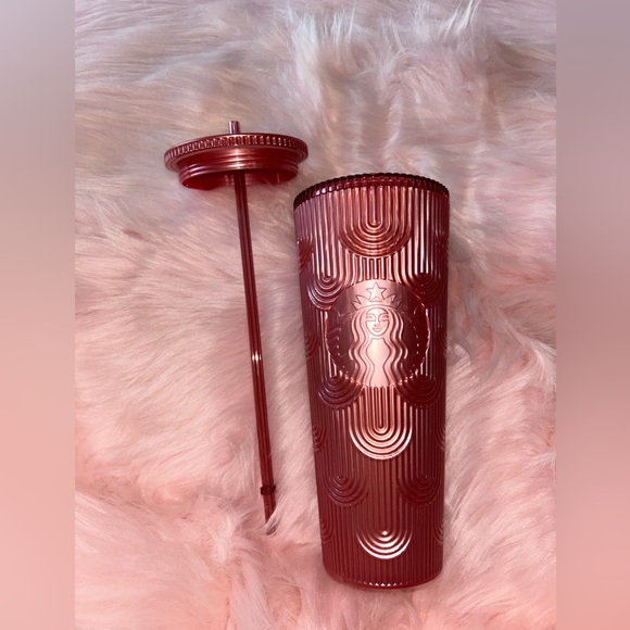 Starbucks Shimmer Shell Mermaid Cold Tumbler Cup in Dusty Rose Pink - Picture 2 of 4